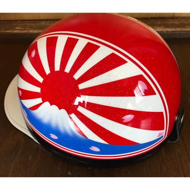 自動車/バイク7色ラメ 赤白 富士日章 コルク半 ヘルメット