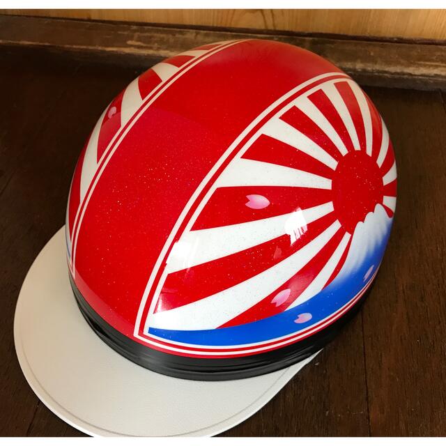 7色ラメ 赤白 富士日章 コルク半 ヘルメット の通販 by 7色ラメ 赤白 富士日章 コルク半 ヘルメット の通販 by