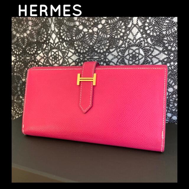 Hermes(エルメス)のみー様専用 エルメス 長財布 べアン カーススキン フーシャピンク フラップ レディースのファッション小物(財布)の商品写真