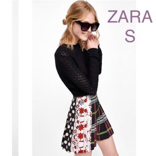 ザラ(ZARA)のZARA ザラ パッチワーク柄 プリーツスカート(ミニスカート)