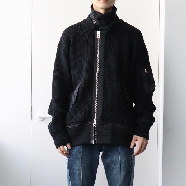 sacai(サカイ)のサイズ１ 21aw 新品 Wool Knit Blouson sacai サカイ メンズのジャケット/アウター(ブルゾン)の商品写真