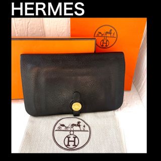 エルメス(Hermes)の正規品★超美品 エルメス 長財布 ドゴン トリヨンクレマンス ブラック フラップ(財布)