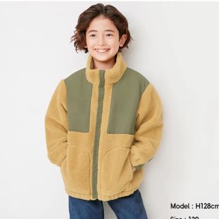 ジーユー(GU)の新品 （GU）BOYSボアブルゾン 130(ジャケット/上着)