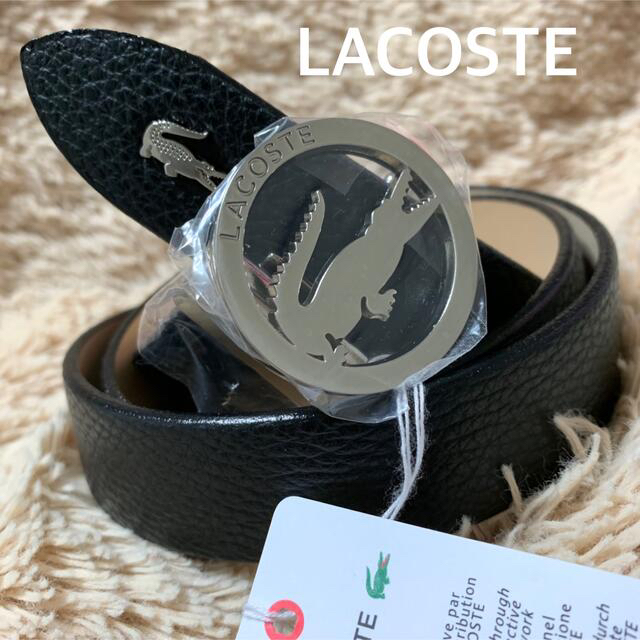 LACOSTE(ラコステ)の【新品★Sale】LACOSTE ★ シルバー ワニバックル  黒レザーベルト レディースのファッション小物(ベルト)の商品写真