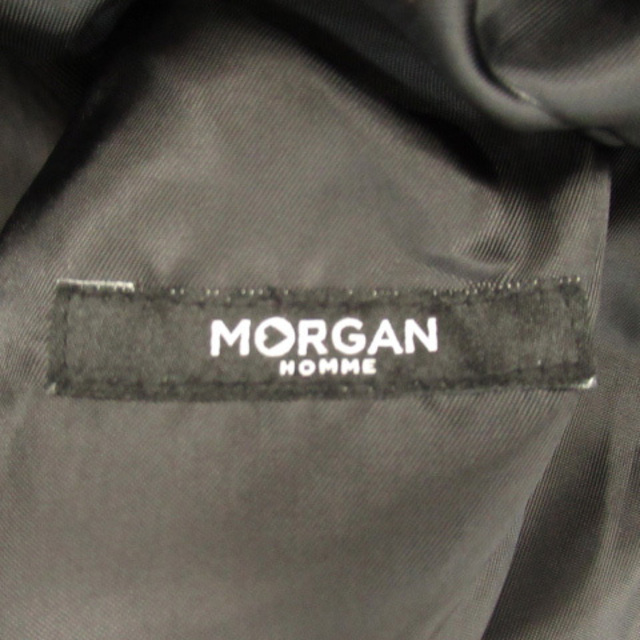 MORGAN HOMME(モルガンオム)のモルガンオム ライダースジャケット 革ジャン ミドル丈 ダブル 無地 L 黒 メンズのジャケット/アウター(ライダースジャケット)の商品写真