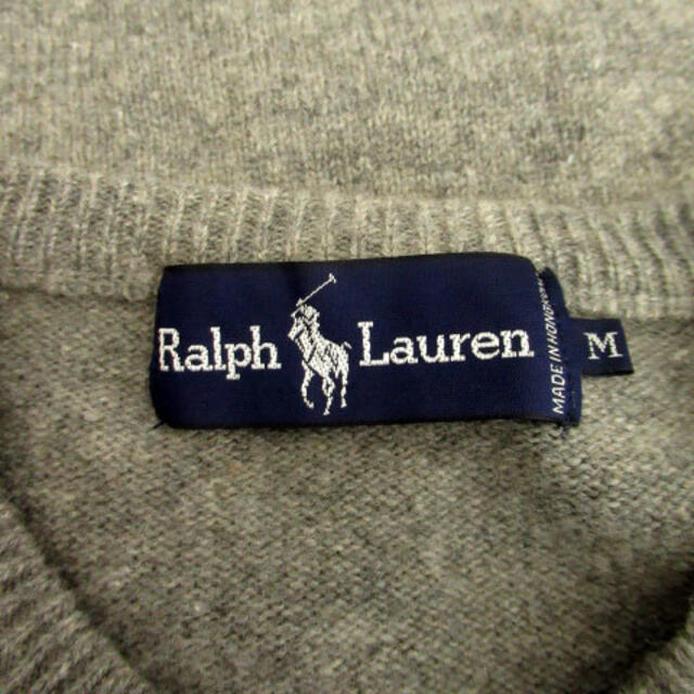 Ralph Lauren(ラルフローレン)のラルフローレン ニット セーター 長袖 ラウンドネック ロゴ刺繍 M グレー メンズのトップス(ニット/セーター)の商品写真