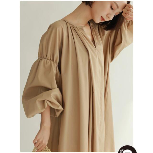 louren balloon sleeve gather dress