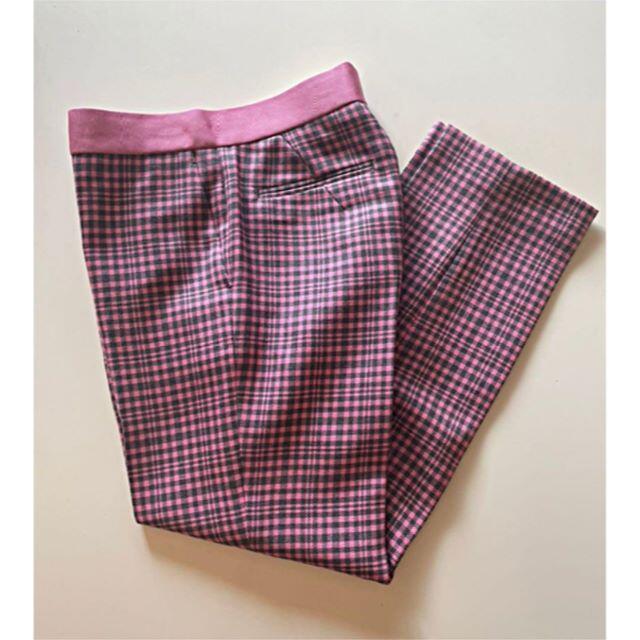 Drawer ウールピンクチェックベーシックパンツ 36 Drawer ウールピンクチェックベーシックパンツ 36