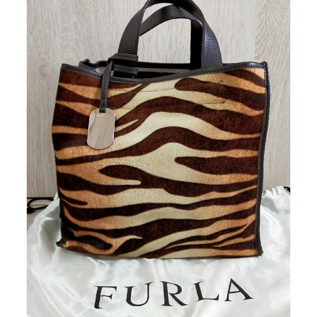 約27㎝横FURLA★ ハンドバッグ ★フルラ★ハラコ★トートバッグ