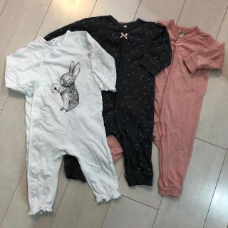 エイチアンドエム(H&M)の美品★H&M ロンパース　コットンパジャマ　3枚セット　68 70 4-6M(ロンパース)