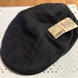 ムジルシリョウヒン(MUJI (無印良品))の無印良品　ハンチング　キャップ　帽子　墨黒　リネンシルク(その他)