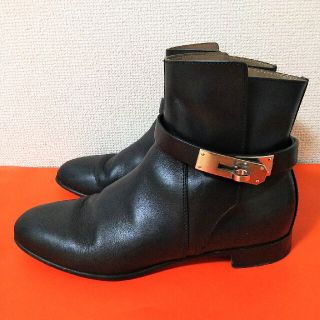 エルメス(Hermes)のHERMESエルメスブーツケリーシルバー金具36ブラック(ブーツ)