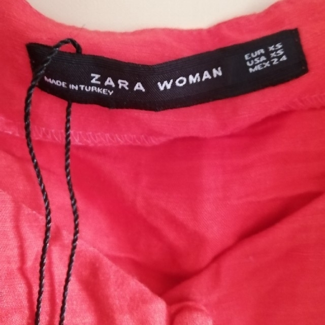 ZARA(ザラ)のzara リネンレッドドレス レディースのワンピース(ミニワンピース)の商品写真