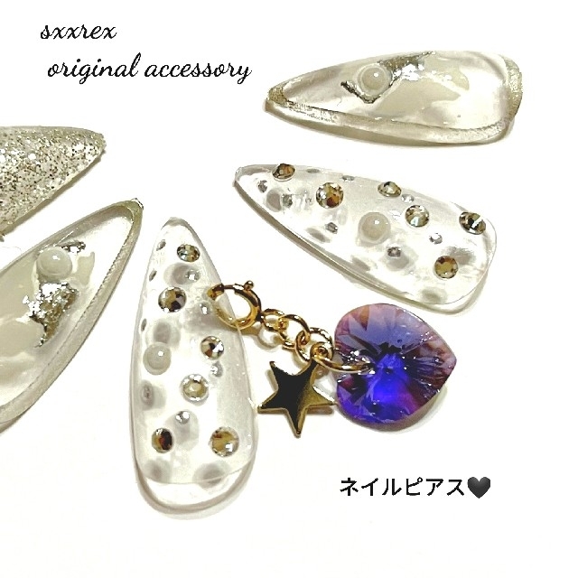 No.392 ネイルジュエリーパーツ🖤SWAROVSKIとパール ハンドメイドのアクセサリー(チャーム)の商品写真