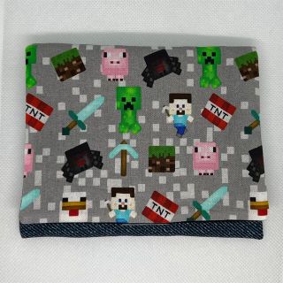 ハンドメイド　移動ポケット　マイクラ　グレー(外出用品)