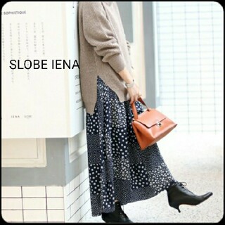 スローブイエナ(SLOBE IENA)の【美品】SLOBE IENA パッチワークプリントスカート　キャミソールワンピ(ロングワンピース/マキシワンピース)