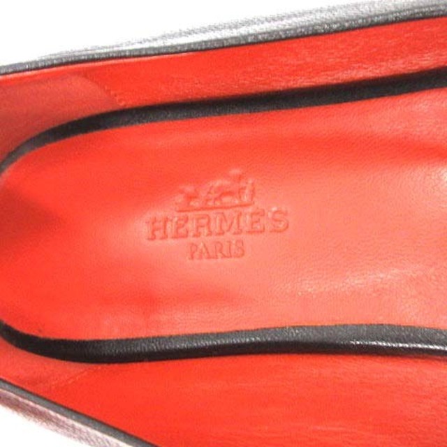 エルメス HERMES パンプス フラット ケリー金具 レザー 37.5 黒