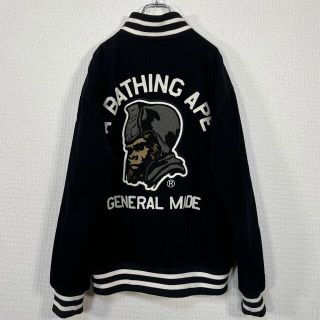 アベイシングエイプ(A BATHING APE)の【美品】エイプ/APE スタジャン　ジェネラル　コーデュロイ　ブルゾン　黒色(スタジャン)