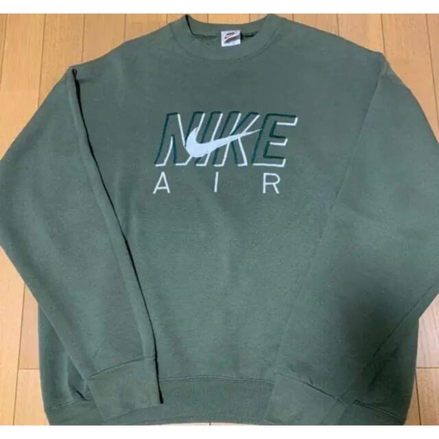 90s NIKE 銀タグ スウェットトレーナー デカロゴ  USA製 カーキ