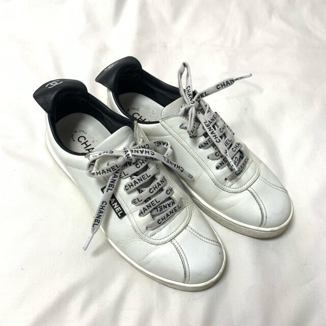 シャネル CHANEL スニーカー レザー バイカラー ココマーク 38サイズ