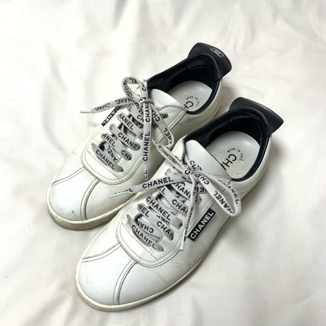 シャネル CHANEL スニーカー レザー バイカラー ココマーク 38サイズ