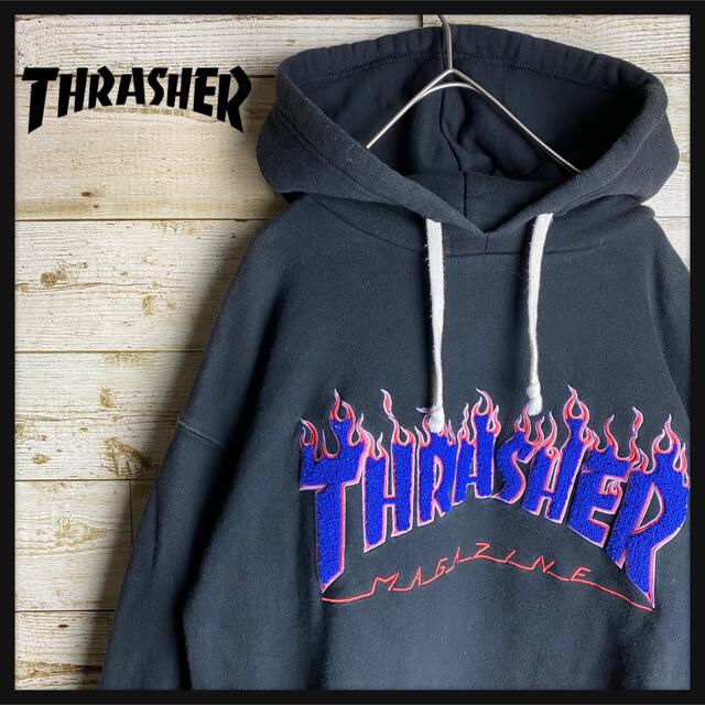 【希少デザイン】THRASHER ファイヤーロゴ　パイル　　90s 女子