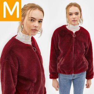 ベルシュカ(Bershka)のBershka ベルシュカ フェイクファー ジャケット レッド ZARA ザラ(ブルゾン)