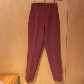 ザラ(ZARA)のZARA ハイウエストパンツ　ピンク　マルサラ(クロップドパンツ)