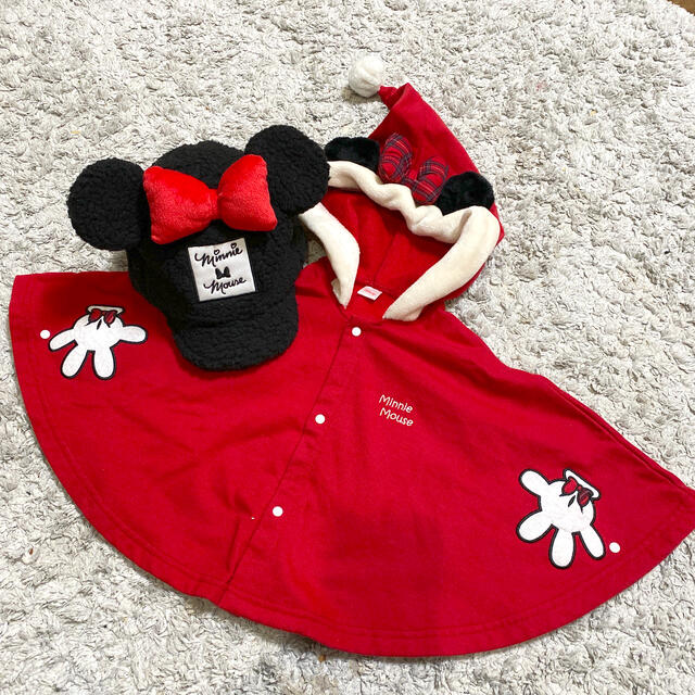 Disney(ディズニー)のミニーちゃん変身グッズ（ポンチョ・帽子） キッズ/ベビー/マタニティのキッズ服女の子用(90cm~)(その他)の商品写真