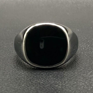 シルバーリング メンズ 印台 オニキス 316L 指輪 19/21号 65G(リング(指輪))