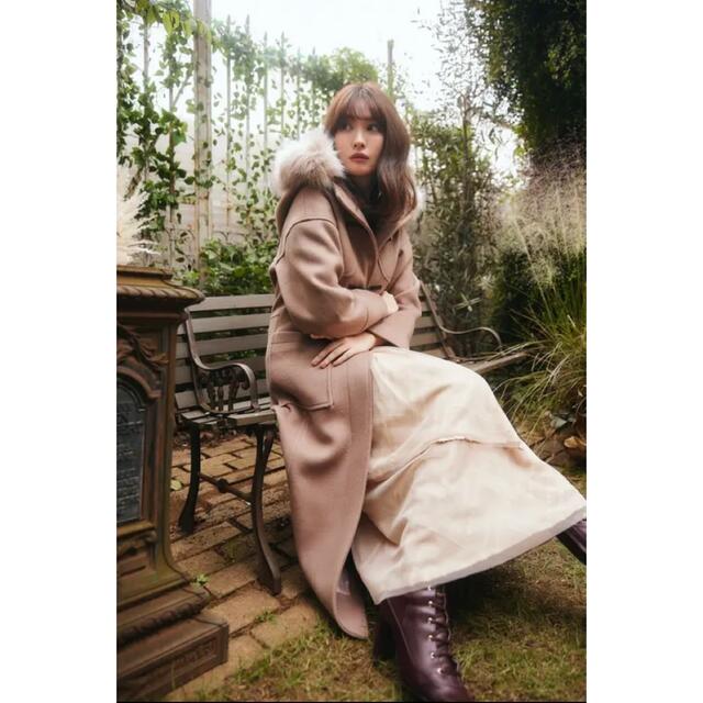 SNIDEL(スナイデル)のherlipto Faux Fur Hoodie Duffle Coat レディースのジャケット/アウター(ダッフルコート)の商品写真