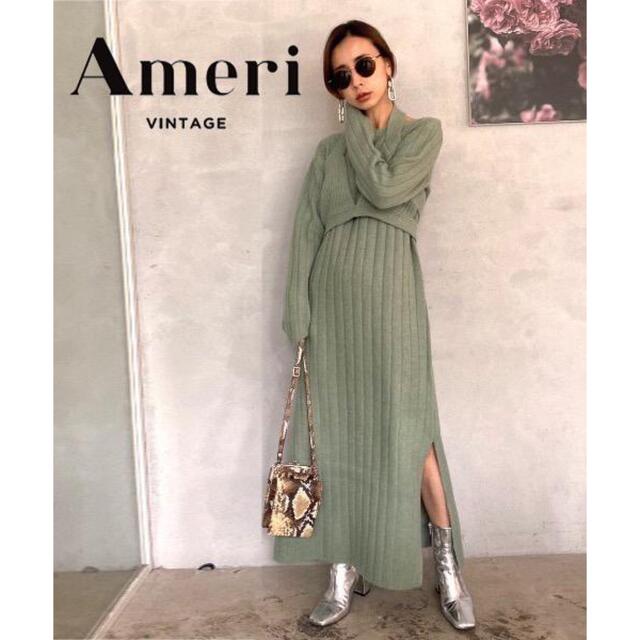 Ameri VINTAGE(アメリヴィンテージ)の最終値下げUNDRESSED TAPE BUSTIER RIB LONGKNIT レディースのワンピース(ロングワンピース/マキシワンピース)の商品写真