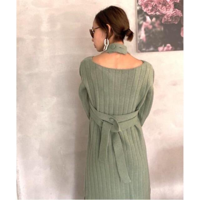 Ameri VINTAGE(アメリヴィンテージ)の最終値下げUNDRESSED TAPE BUSTIER RIB LONGKNIT レディースのワンピース(ロングワンピース/マキシワンピース)の商品写真