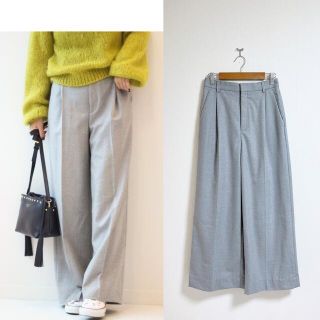 スピックアンドスパン(Spick & Span)のSpick&Span サキソニークロップドワイドパンツ ウールパンツ グレー(カジュアルパンツ)