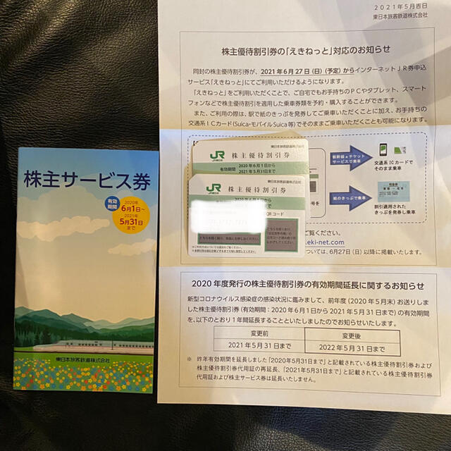 JR東日本優待割引券　2枚