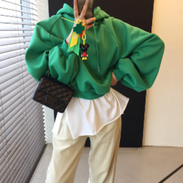 韓国ファッション フード付き パーカー シンプル カジュアル 暖かい 厚手 長袖 6