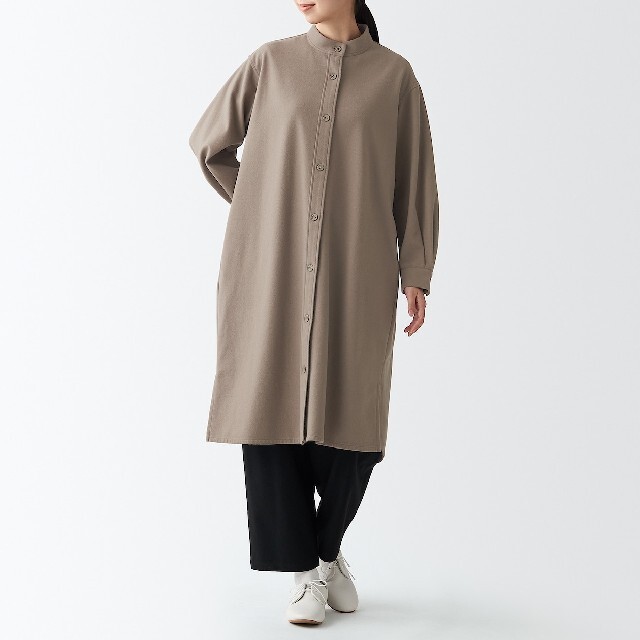 MUJI (無印良品)(ムジルシリョウヒン)の無印良品起毛ストレッチスタンドカラーワンピース／ONE SIZE／モカブラウン レディースのワンピース(ひざ丈ワンピース)の商品写真