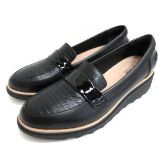 クラークス(Clarks)のクラークス collection 型押し ローファー 24.5cm ブラック(ローファー/革靴)