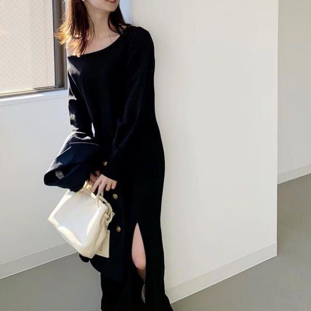 TODAYFUL(トゥデイフル)のlouren sweat slit one piece　ブラック レディースのワンピース(ロングワンピース/マキシワンピース)の商品写真