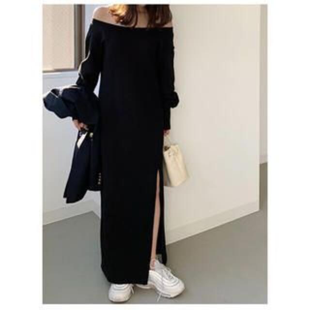 TODAYFUL(トゥデイフル)のlouren sweat slit one piece　ブラック レディースのワンピース(ロングワンピース/マキシワンピース)の商品写真