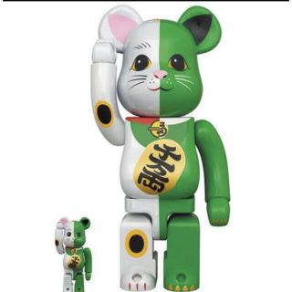 メディコムトイ(MEDICOM TOY)の新品 BE@RBRICK 招き猫 白×緑 100% 400% (フィギュア)