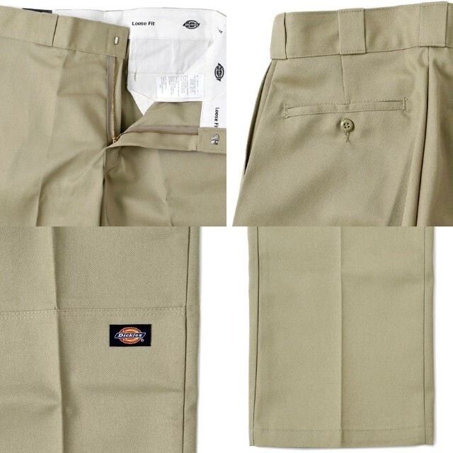 Dickies(ディッキーズ)の新品 ディッキーズ ダブルニー USモデル W34×L32 カーキ(ベージュ) メンズのパンツ(ワークパンツ/カーゴパンツ)の商品写真