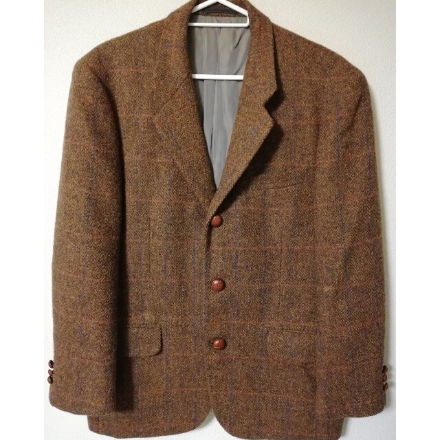 美品 Harris Tweed ハリスツイード テーラードジャケット ブラウン-