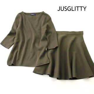 ジャスグリッティー(JUSGLITTY)のジャスグリッティー★ニット　セットアップ　カーキ　2（M)　秋冬(セット/コーデ)