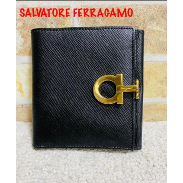 【新品未使用品　箱付き】Salvatore Ferragamo 折り財布　黒