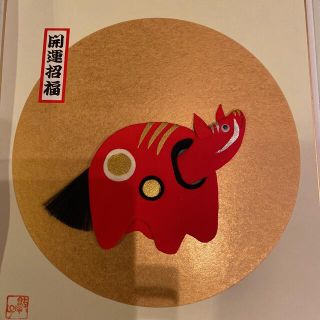 季節色紙　押し絵飾り　押絵豆色紙　布絵アート　開運 疫病退散 無病息災 赤べこ(絵画/タペストリー)