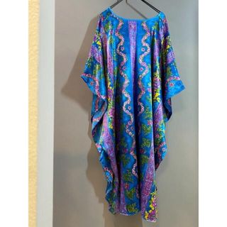 古着 ビンテージ 70s ロング ワンピース ポンチョ ハンドメイド 花柄 総柄(ポンチョ)