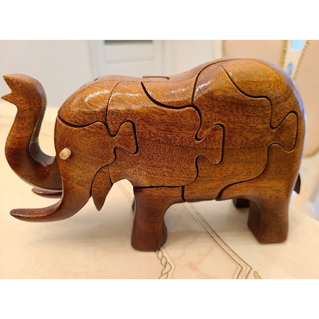 おまけ付】 インテリアに 木製パズルA3 アニマル ジグソーパズル 蒼い 象 エレファント