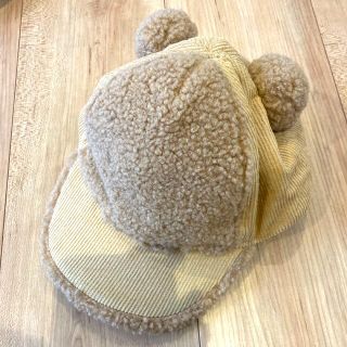 ザラキッズ(ZARA KIDS)のZARA BABY コーデュロイくま耳キャップ 52 ボア 帽子 ベージュ(帽子)