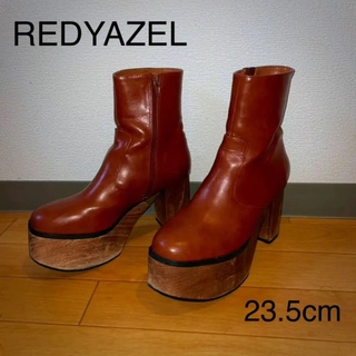 レディアゼル(REDYAZEL)の合皮ウッドソール厚底ショートブーツ 23.5cm(ブーツ)